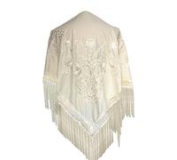 La Senorita Foulard Ceinture Chale De Danse Flamenco Broderie Frange blanc Medium
