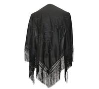 La Senorita Foulard Ceinture Chale De Danse Flamenco Broderie Frange Noir Fleur noir