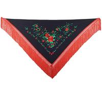 La Senorita Foulard Ceinture Chale De Danse Flamenco Broderie Frange noir verde rouge Large