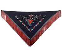 La Senorita Foulard Ceinture Chale De Danse Flamenco Broderie Frange Turquoise Blanc