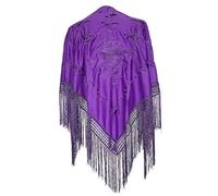 La Senorita Foulard/écharpe Espagnol Manton - Violet avec fleurs, Violet, M