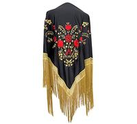 La Senorita Foulard Flamenco Manteau Brodé Équitable, Sévillana ou Robe [160 x 80 cm] Noir M