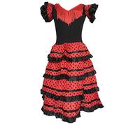 La Senorita Robe Espagnol Flamenco/Costume - pour filles/enfants - Noir/Rouge (Taille 4, 92-98 - Longeur 65 cm -3-4 ans, Multicolore)