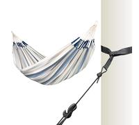 LA SIESTA - Brisa - Hamac classique double + fixation sur arbre et poteau, fabriqué à la main en Colombie, avec une largeur de 160 cm pour des moments de détente à l'intérieur et à l'extérieur. (Sea