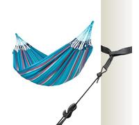 LA SIESTA - Brisa - Hamac Kingsize + fixation arbre et poteau, fabriqué à la main en Colombie, avec une largeur de 180 cm pour des moments de détente à l'intérieur et à l'extérieur. (Brisa Wave)