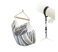 LA SIESTA® - Chaise hamac Domingo Basic de taille moyenne et support d'arbre - Chaise suspendue résistante aux intempéries et aux déchirures avec kit de suspension pour arbres, poutres et poteaux