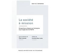 La Société À Mission - Perspectives Critiques Sur L'entreprise Sous L'angle De La Loi Pacte