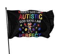 La société dit que je suis autiste, Dieu dit que je suis parfait, drapeau 3 x 5 pieds, bannière, affiche, toile de fond décorative, décoration murale, polyester, s'applique au jardin, à la maison, à l