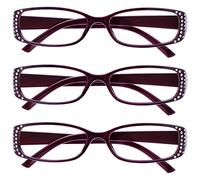 La Société Lunettes De Lecture Noir Et Violet Style Diamonte Lecteurs Valeur Pack 3 Designer Style Femmes Dames UVR3093P +1,50