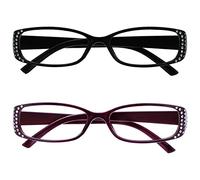 La Société Lunettes De Lecture Noir & Noir Pourpre Diamonte Style Lecteurs Valeur Pack 2 Femmes Dames RR93-15 +2,50