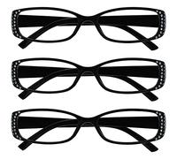 La Société Lunettes De Lecture Noir Style Diamonte Lecteurs Valeur Pack 3 Designer Style Femmes Dames UVR3093BK +3,00