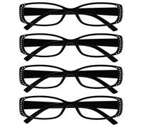 La Société Lunettes De Lecture Noir Style Diamonte Lecteurs Valeur Pack 4 Designer Style Femmes Dames UVR4093BK +2,00