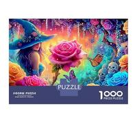 La sorcière dans Le Jardin de Roses Puzzle 1000 Pièces Rose Arc-en-Cielspour Passionnés Impression HD sur Carton Stimuler l'esprit pour Cadeaux Corporatifs 70x50cm/1000pcs