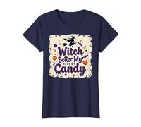 La sorcière d'halloween ferait Mieux de m'amuser avec Mes Bonbons ou Mes friandises T-Shirt, Femme, Bleu Marine, XS