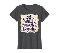 La sorcière d'halloween ferait Mieux de m'amuser avec Mes Bonbons ou Mes friandises T-Shirt, Femme, Chiné Foncé, XS