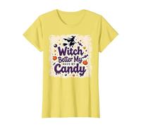 La sorcière d'halloween ferait Mieux de m'amuser avec Mes Bonbons ou Mes friandises T-Shirt, Femme, Citron, XS