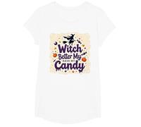 La sorcière d'halloween ferait Mieux de m'amuser avec Mes Bonbons ou Mes friandises T-Shirt, Fille, Blanc, XS
