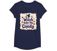 La sorcière d'halloween ferait Mieux de m'amuser avec Mes Bonbons ou Mes friandises T-Shirt, Fille, Bleu Marine, XS