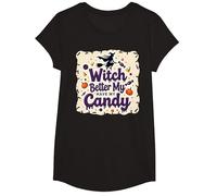 La sorcière d'halloween ferait Mieux de m'amuser avec Mes Bonbons ou Mes friandises T-Shirt, Fille, Noir, XS