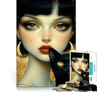 La Sorcière et Le Chat Noir Puzzle de 1000 pièces pour Adolescents Jeu de réflexion et de complicité Découpe de précision Pièce de Collection Artistique 38x52cm