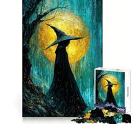 La sorcière sous la Pluie avec la Lune Puzzle de 1000 pièces pour Adolescents Développe la logique, se détend et Demande de la précision Idée Cadeau de Noël (38x52cm)
