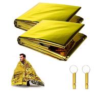 La Survie Extérieure: Couvertures Thermiques d'Urgence Réutilisables, Extra Large Or Argenté, 210×160cm, Avec Sifflet de Secours