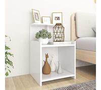 La table de chevet blanche 40x35x60 cm en matériau à base de bois, équipée de 3 étagères ouvertes, offre un rangement pratique pour les livres et les petites choses. Facile à nettoyer avec un chiffon