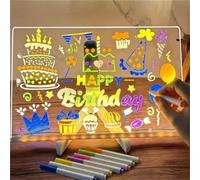 La Tablette Lumineuse tableau blanc acrylique LED éclairé transparent avec 7 stylos couleur support réglable tableau d’écriture effaçable à sec
