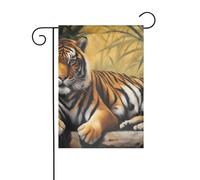 La taille précise de l'image de tigre allongé YYHWHJDE de ce drapeau de jardin est de 30,5 x 45,7 cm, ce qui est un rapport d'or soigneusement conçu. Il s'adapte parfaitement à la grande majorité des