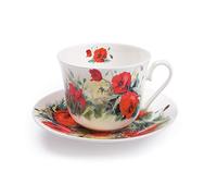 La tasse déjeuner et sous-tasse"Poppys", Coquelicots.