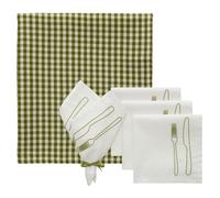 La Tavola & Oliva Set Textile 4 Serviettes + 1 Nappe Olive/Vert