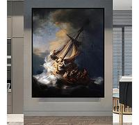 La tempête sur la mer de Galilée Toile Peinture Dutch Golden Age Art célèbre Par Rembrandt Van Rijn Home Wall Decor Sans cadre 72x60cm sans cadre