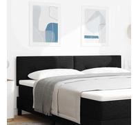 La tête de lit LED moderne noire 180 cm avec bandes LED en polyester réglable à deux hauteurs avec cadre en bois et alimentation USB crée une lumière chaleureuse dans la chambre à coucher.
