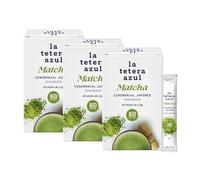 La Théière Bleu Matcha Thé Vert Japonais Écologique, Antioxydant, Sans Sucre, Idéal pour Concentration et Bien-être, Durable et Cérémonial, 10 Sticks Monodoses de 1,5 g, Pack de 3