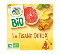 LA TISANIERE - Infusion Détox Bio au Basilic, Curcuma et Gingembre, Saveur Pamplemousse (20 sachets) - Le lot de 4