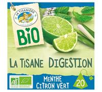 LA TISANIERE - Infusion Menthe Douce Réglisse Citron Vert Bio - Boite de 20 Sachets - 30g - Le Lot De 4