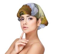 La Toscane vue depuis la pierre, ancien village de Montepulciano, Italie, par temps nuageux,Bonnet de nuit en satin réglable en soie pour adulte, bonnet de nuit élastique pour femme