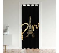 La Tour Eiffel Rideau de Porte 106x203cm Paris Décoration Rideau Occultant Trip Design Noir Gold Rideaux Interieur Salon Chambre Décoration Rideaux Exterieur d'entrée