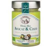 La Tourangelle - Huile bio avocat et coco - Mélange d'huile vierge d'avocat et de noix de coco - Huile cosmétique pour peaux et cheveux - 314ml
