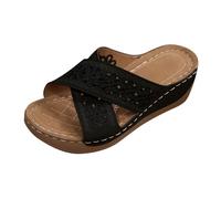 La Trainer Chaussures pour femme Sandales rétro à lanières creuses Semelle épaisse Sandales compensées pour vêtements de plein air Vacances à la plage Pantoufles de loisirs confortables et légères