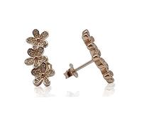 LA TRIADE STUDIO BOUCLES D'OREILLES FLEURS EN ARGENT 925 AVEC ZIRCONS, PLAQUÉS OR, OR ROSE OU RHODIUM COMPLICE DISCRET DE CHAQUE STYLE, DE LA LUMIÈRE DU JOUR À LA MAGIE D'UNE SOIR SPÉCIALE., 20 mm x 9