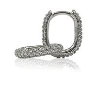 LA TRIADE STUDIO BOUCLES D'OREILLES STATEMENT EN ARGENT 925 AVEC ZIRCONS - GÉOMÉTRIES LUMINEUX, CHARME CONTEMPORAIRE - LE DÉTAIL ICONIQUE DE LA SAISON, Medium, Argent sterling, Zircon cubique
