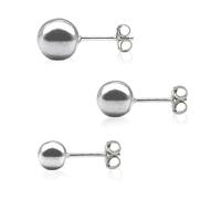 LA TRIADE STUDIO - Lot de 3 paires de boucles d'oreilles à bille en argent 925 - Trois formes de lumière, une seule essence d'élégance intemporelle