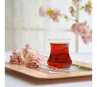 LA&V Boîte de 6 verres à thé turc avec soucoupes en verre 12 pièces