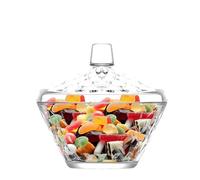 La-V Sucrier Bol en Verre Transparent Boîte à Bonbons avec Couvercle Élégant Bocal à Biscuits Pot de Rangement Couvercle Volume 32 cl Hauteur 12 cm Passe au Lave-Vaisselle Fabriqué en Turquie