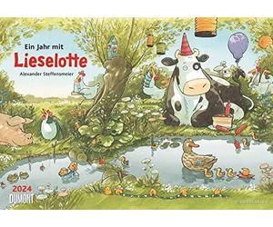 La vache Lieselotte 2024 - Inventé et illustré par Alexander Steffensmeier - Calendrier mural pour enfants - Format : 42 x 29,7 cm