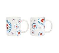 La Vache qui rit® G545657 Lot de 2 Mugs en Porcelaine motif Fleurs - Grande Tasse décor La Vache qui rit® Vol. 30 cl - Ø7,5 cm - H. 10,5 cm - Mugs en coffret cadeau
