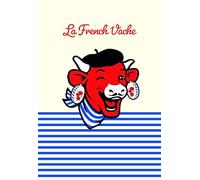 La vache qui rit Torchon de Cuisine COUCKE, Bleu et Crème, Coton, Motif French Vache avec Rayures, 50x70 cm