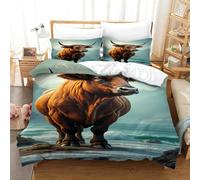La Vache sacrée Housse De Couette Microfibre 3D Imprimé Montagnes côtières avec Fermeture Éclair Parure De Lit 3 Pièces pour Enfants Ados Adultes Décoration Élégante Single（140x200cm）