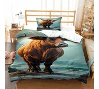 La Vache sacrée Housse De Couette Microfibre 3D Imprimé Montagnes côtières avec Fermeture Éclair Parure De Lit 3 Pièces pour Enfants Adultes Décoration Élégante Single（135x200cm）